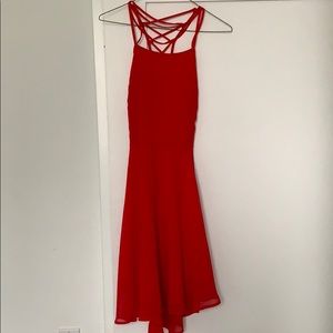 Lulus red lace back dress